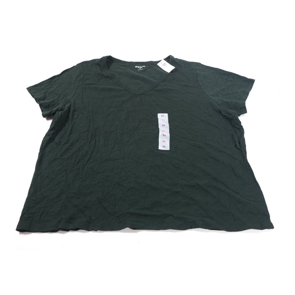 Old Navy T-Shirt Women XL Green Everywear V-Neck Short Sleeve Cotton Slub Tee